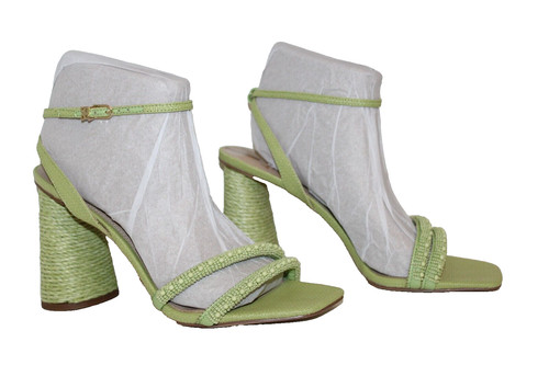 Sandali Sam Edelman Kia Beads donna 10 M verde punta aperta tacco fibbia cinturino