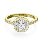 1 2/3 CT Real Lab Created Diamond Engagement Ring Round Cut G/SI1 18K Yellow Gol