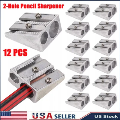 12pcs 2-Hole Magnesium Pencil Sharpener Survival Metal Pencil Sharpener Set USA - Image 1 of 4