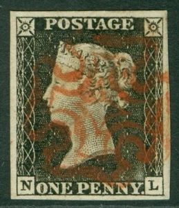 SG 3 1d grey-black plate 1a lettered NL. Very fine used with a full upright... - Imagen 1 de 1