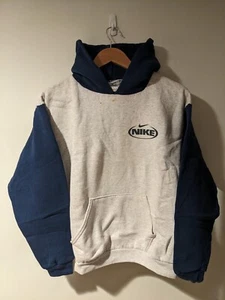 Vintage 90s Nike Swoosh Essential Gray YOUTH X-Large Hoodie - Picture 1 of 15