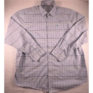 Tommy Bahama Shirt Mens XL Blue Plaid Sarasota Stretch Long Sleeves Flip Cuff - Picture 1 of 7