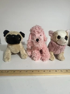 Webkinz Lil’ Kinz Dogs Lot: Pug, Chihuahua, Pink Poodle.  Cute Soft No codes - Image 1 of 4