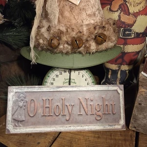 Nostalgic Rustic O Holy Night Christmas Wood SIGN Farmhouse Primitive  13 X 5  - Picture 1 of 5