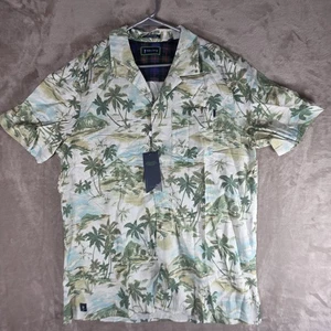 WILLIAM MURRAY Large Men's Linen Blend JUST BEACHY Hawaiian Shirt Palm Trees New - Picture 1 of 11