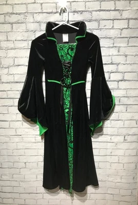 Espíritu, Niños M(8-10), Disfraces Terciopelo Negro/Verde, Bruja Magia Halloween Vampiro Foto 1 de 4