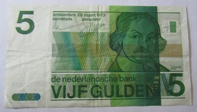 NETHERLANDS, 5  GULDEN,  P#95a, 1973 - Image 1 of 2