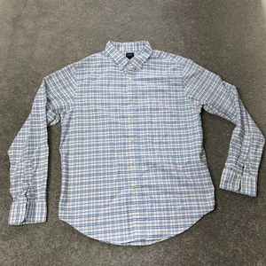 Camisa de vestir Reed Edward para hombre L a cuadros azul blanco rojo manga larga abotonada - Imagen 1 de 7