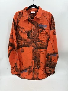 Men’s Keystone Light Realtree Hunting Shirt Large Button Up Blaze Orange - Picture 1 of 5