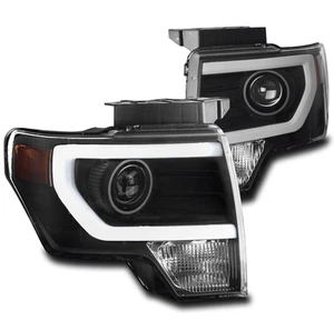 FOR FORD 2009-2014 F-150 TRUCK BLACK DRL LED TUBE PROJECTOR HEADLIGHT HEADLAMP - Bild 1 von 4