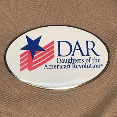 DAR Daughters of the American Revolution Oval Logo Flag Star Pin - Image 1 of 2