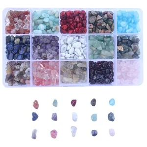 15 Color Assorted Gemstone Beads Irregular Natural Chips for DIY Jewelry Making - Picture 1 of 8