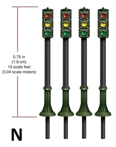 N Scale - Pedestal Traffic Lights 2 Red & 2 Green Lighted - WOO-JP5635 - Picture 1 of 5