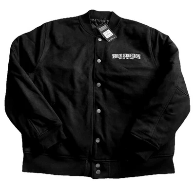 NUEVO $199 True Religion Arco Gamuza Chaqueta de Bombardero Para Hombre Talla Med Abotonada Pesada Foto 1 de 4