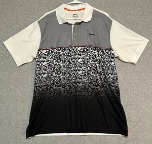 Polo de golf Slazenger XL blanco negro diseño a cuadros estampado logotipo para hombre - Imagen 1 de 9