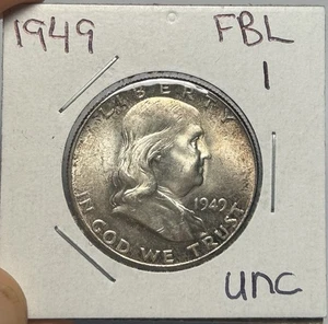 1949 Franklin Half Dollar Coin Toned - Picture 1 of 2