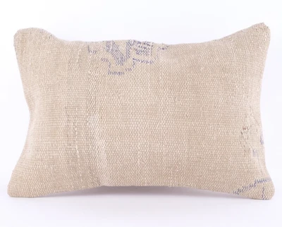 Wool Jute Cushion Cover Throw Turkish Vintage Cushions Handmade Kilim Pillowcase - Image 1 of 4