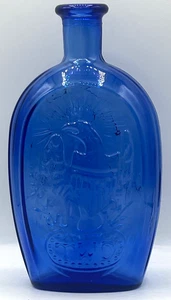 Vintage Franklin TWD Cobalt Blue Glass Bottle Schooner/Eagle With Shield - Picture 1 of 10