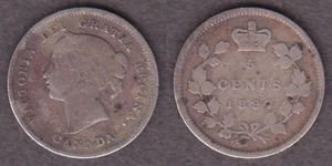 1897 CANADA SILVER 5 CENTS --- FSDK - Picture 1 of 1