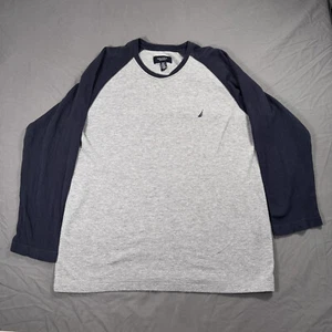 Nautica Sleepwear Long Sleeve Shirt Spinnaker embroider Gray L - Picture 1 of 8