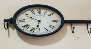 metal oval wall clock grand hotel de paris since 1912 with 3 hooks - Picture 1 of 7
