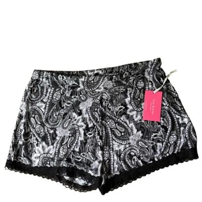 Pantalones Cortos Isaac Mizrahi New York Negro/Blanco Estampado Paisley Rayón Dormir/Salón L #A Foto 1 de 4