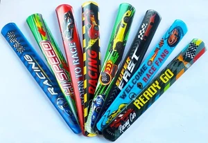 RACING CAR FUN BRACELETS PARTY LOOT LOLLY FAVOUR GOODY GIFT BAG FILLERS PK OF 8 - Picture 1 of 4