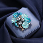 Blue Forget-me-not Flower Bouquet Brooch Pin Vintage Style Enamel Silver Broach