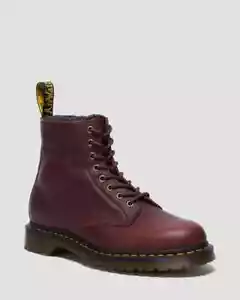 Dr. Martens 1460 31873600 Combat Boots Men 10 Red Leather Faux Fur Ankle KHD1518 - Picture 1 of 12