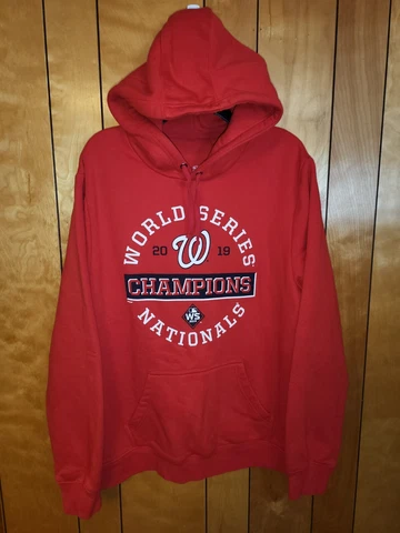 Washington Nationals Hoodie Hooded Sweatshirt XL Red 2019 World Series Champs J3 Cover