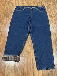 Pantalones de mezclilla azules rectos forrados de franela a cuadros azul completo marrón para hombre talla 46 X 30 - Imagen 1 de 24