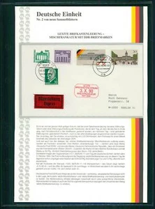 HOJA DE COLECCIÓN 1990 UNIDAD ALEMANA ÚLTIMO BUZÓN-VACIADO MiF RDA sellos ub04 - Imagen 1 de 2