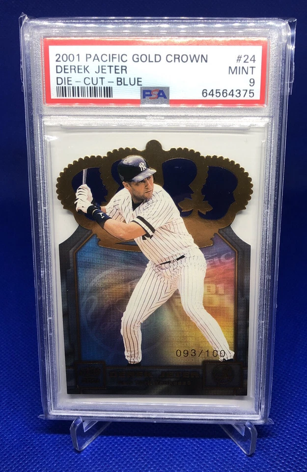 Derek Jeter 2001 Pac Corona de Oro Troquelado AZUL #24 PSA 9 Pop 6 ¡Solo 4 años 10! Foto 1 de 1