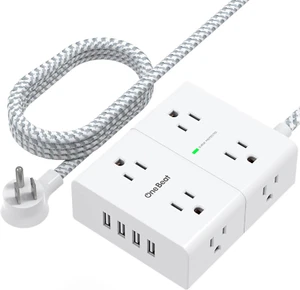 Extension Cord 10 Ft, Surge Protector Power Strip - 8 Outlets, 4 USB Ports - Picture 1 of 12