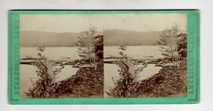 STEREO VIEW – AMERICAN SCENERY – ANTHONY – STEAMBOAT DOCK LAKE GEORGE NY - Picture 1 of 2