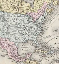 1858 North America Map United States California Colorado Gold Regions Texas