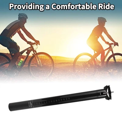 Tija de sillín con suspensión de bicicleta 34,9x400 mm asiento negro brillante fibra de carbono Foto 1 de 4