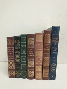 Easton Press Set of Seven Leatherbound Books Dickens, Paine, Joyce and More - Foto 1 di 15