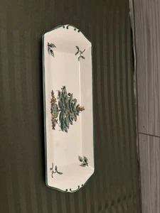 Vintage Spode Christmas Tree 9" Rectangular Tray #S3324-S England Cracker Mint - Picture 1 of 4