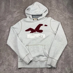 Sudadera con Capucha Logo Y2K Hollister Gris Logo Talla L De Colección Años 2000 Ambiente Pullover Gris - Imagen 1 de 5