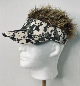 Flair Hair Visor Cap Digital Camouflage w/Brown Highlighted Hair, Adjustable - Picture 1 of 10