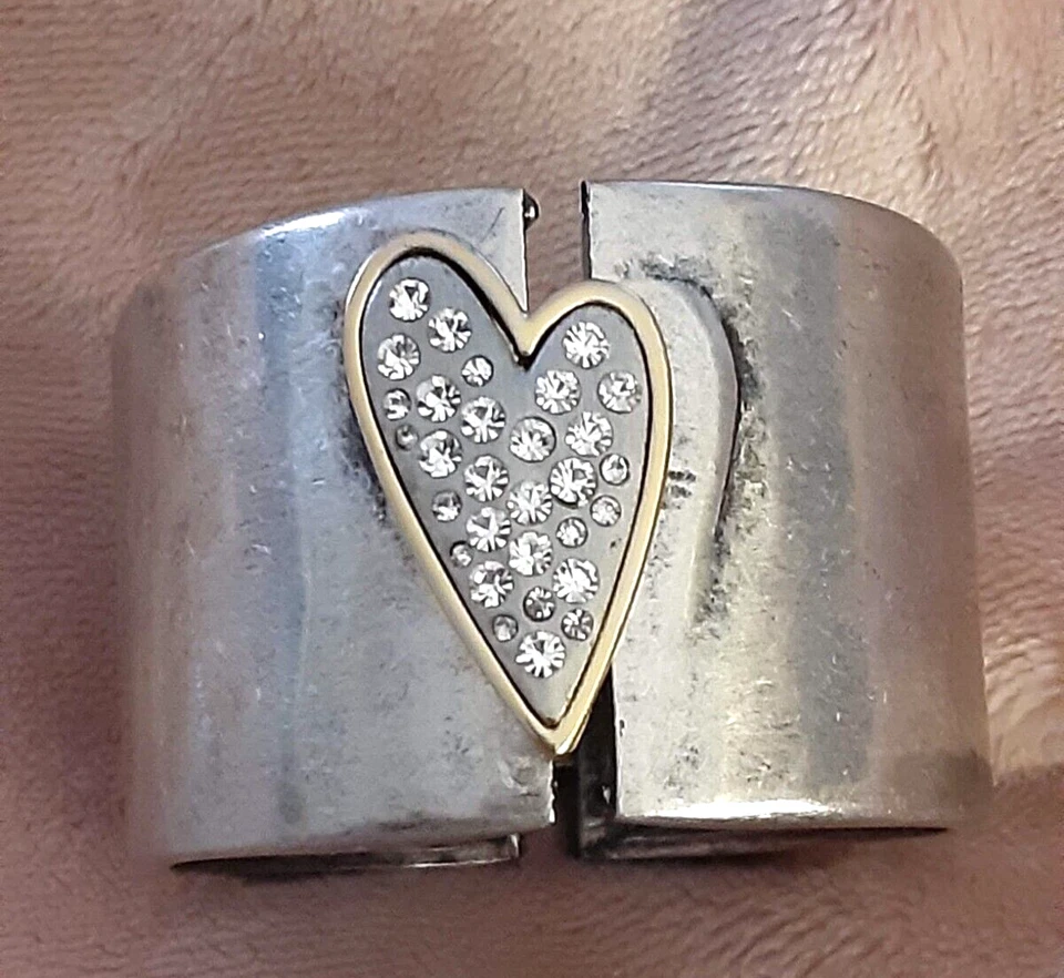 Pulsera Love Always tono peltre corazón pedrería bisagras 3X1.5 Foto 1 de 2