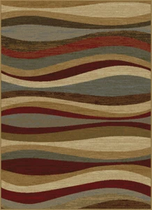 Contemporary 5x8 Abstract Lines Waves Swirls Actual: 1' 8" x 5' , 1' 8" x 2' - Picture 1 of 2