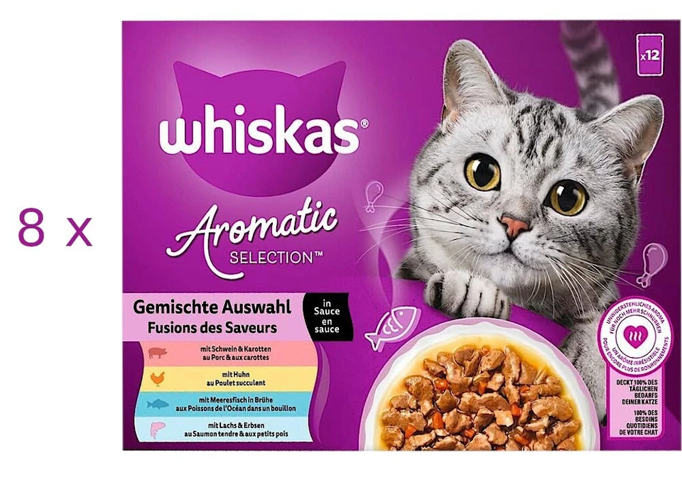 96 x 85 g Whiskas Aromatic Selection (€6,31/kg) Gemischte Auswahl in Sauce  - Bild 1 von 1