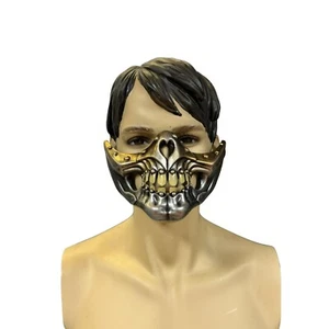 Dopest Skull Steampunk Bottom Half Face Unisex Masquerade Mask Gold and Silver - Picture 1 of 7