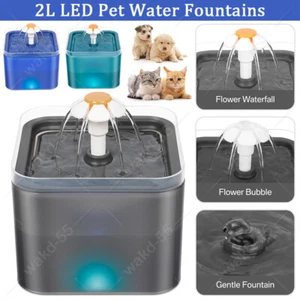 Automatic 2L Pet Cat Water Fountain Dog Drinking Bowl Activated Carbon Filter - Picture 1 of 38