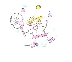 Pink Lady Women's Tennis Player Ball Serve Blank Inside Note Cards - Set of 7 - Picture 1 of 2