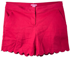 Isaac Mizrahi Womens stretch red scalloped midi shorts, 6" inseam, size 16
