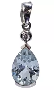 Anhänger Gold Aquamarin 1,55ct. Diamant 0,03ct Weißgold 750/18K 22x6,9mm 1,8g - Bild 1 von 7