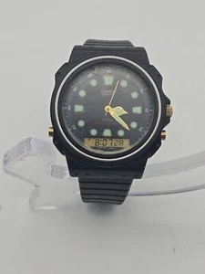 Vintage Casio 42mm Men's Ana-Digi Watch Black Dial Plastic 740 AQ-100W - Picture 1 of 10
